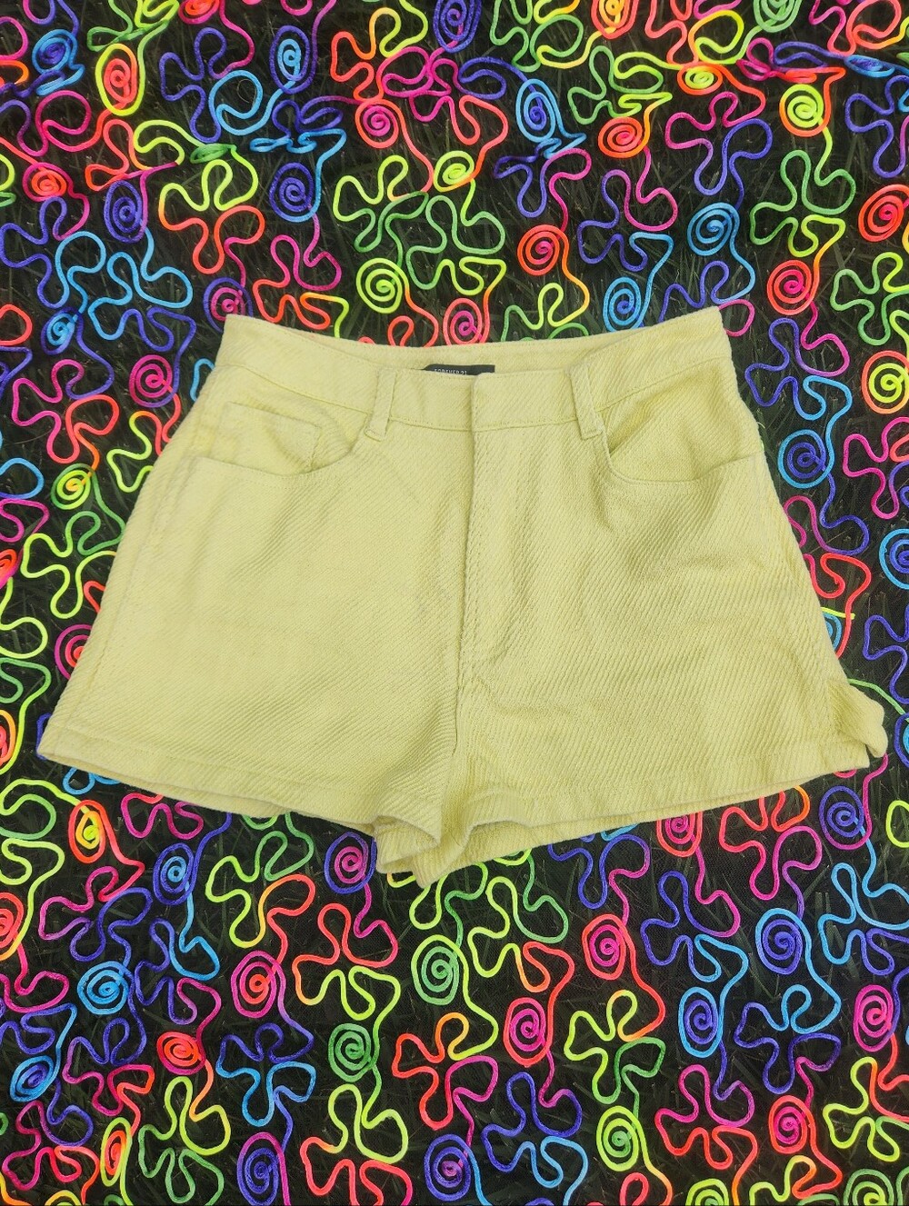"Crush Worthy" Pale Yellow High-Waist Corduroy Shorts